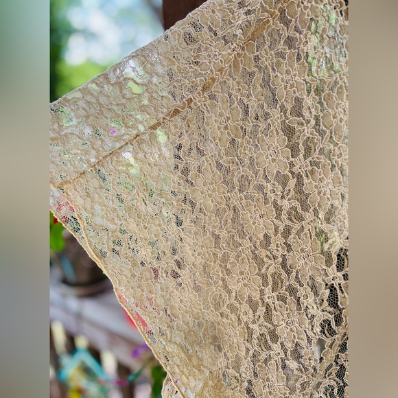 Vintage Myespar California Candlelight Long Lace Open Front Flowy Kimono Duster - Picture 4 of 6